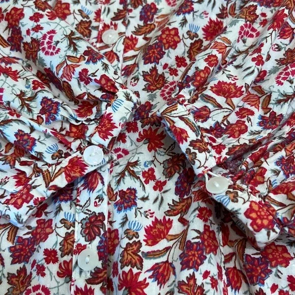 Universal Thread Floral Maxi Dress Button Front Long Sleeve Pockets - Picture 5 of 12